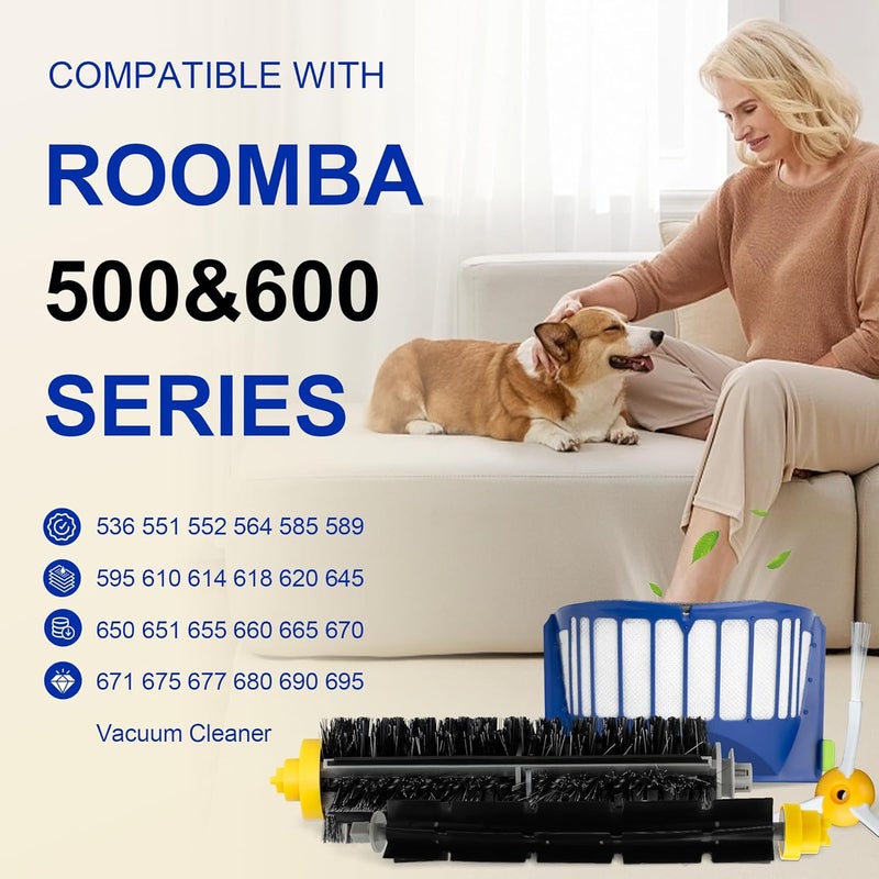 Funmit Parts Replacement for Roomba 500 600 Series 595 585 564 690 692 694 Vacuum Cleaner Accessories- Includes 6 Filter, 6 Side Brush and 3 Bristle Brush - Image 4